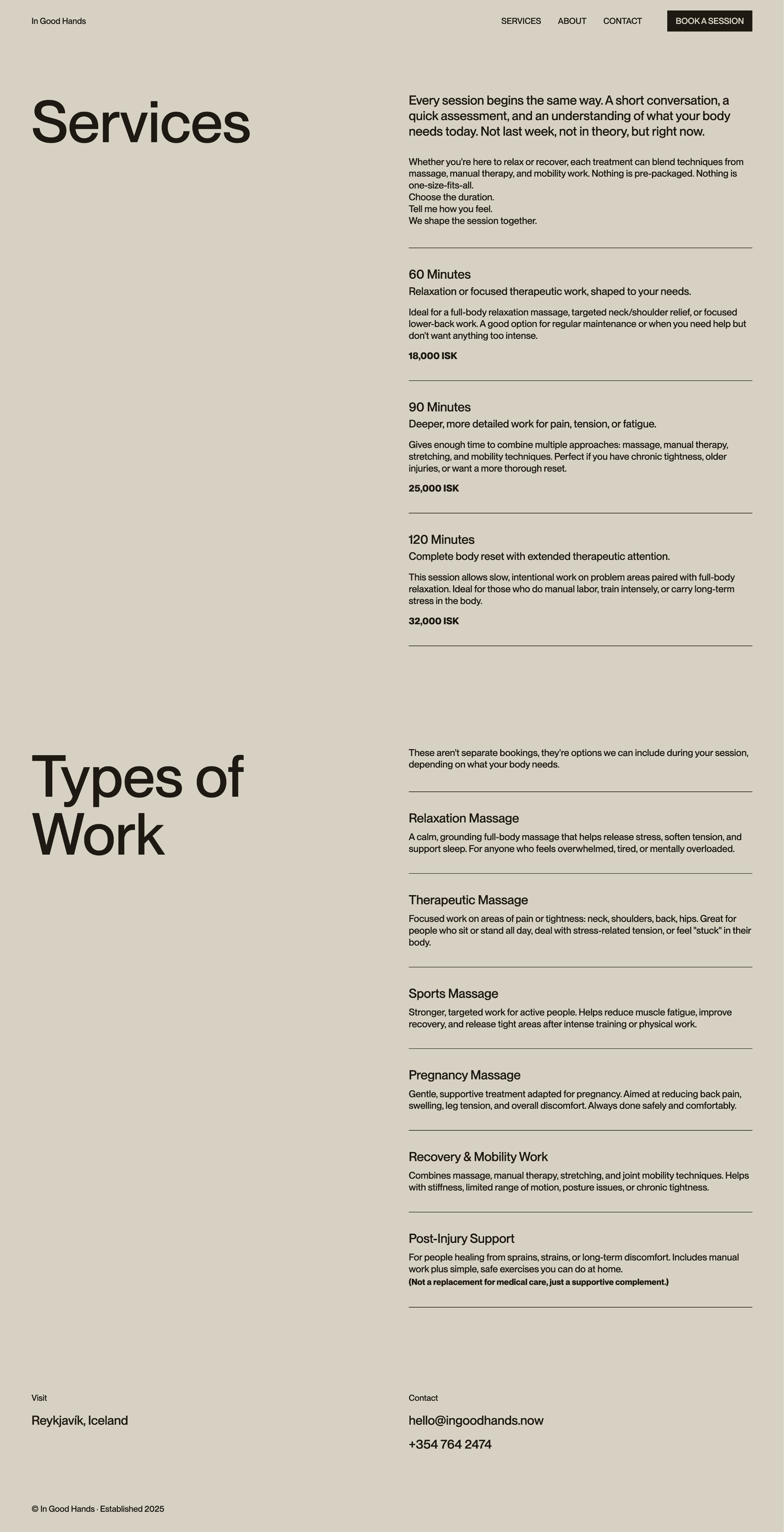 In Good Hands wireframe 2